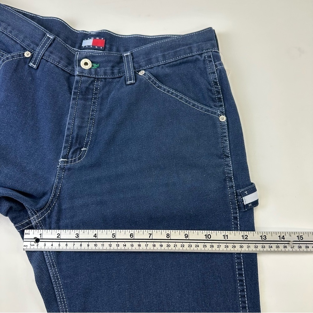 90s Vintage Hilfiger men denim carpenter jeans Size 32in Inseam 31.5in - Picture 9 of 15